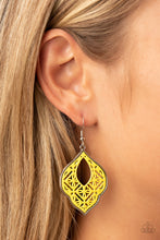 Load image into Gallery viewer, Paparazzi “Thessaly Terrace” Yellow Dangle Earrings - Cindysblingboutique
