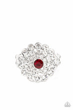 Load image into Gallery viewer, Paparazzi “Effervescent Crescendo” Red Stretch Ring - Cindysblingboutique
