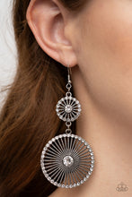 Load image into Gallery viewer, Paparazzi “Bring Down the WHEELHOUSE” White Dangle Earrings - Cindysblingboutique
