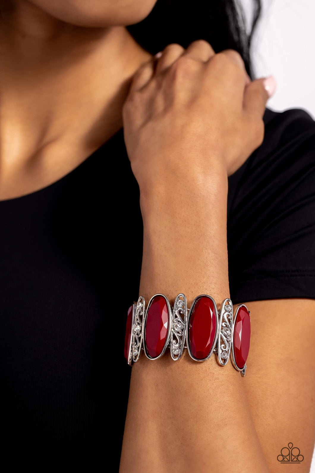 “Saturated Sparkle” Red Stretch Bracelet - Paparazzi Accessories