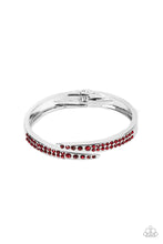 Load image into Gallery viewer, Paparazzi “Sideswiping Shimmer” Red Hinged Bracelet
