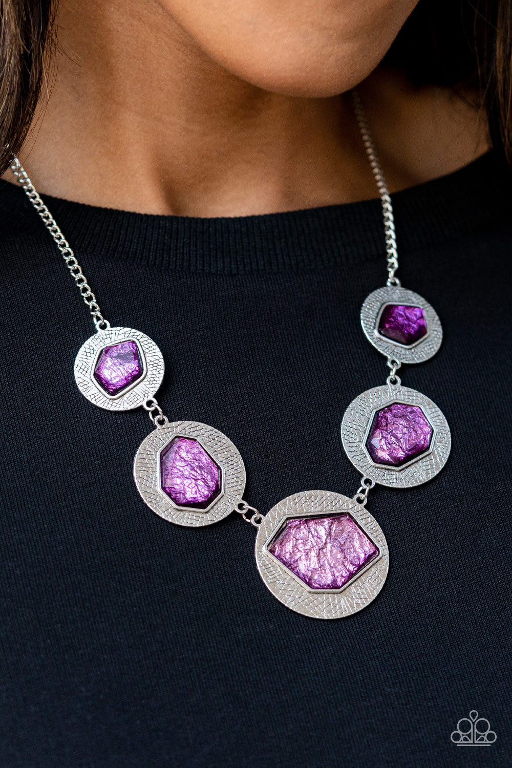 Paparazzi “Raw Charisma” Purple Necklace Earring Set