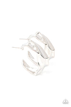 Load image into Gallery viewer, Paparazzi “Cutting Edge Couture” Silver Hoop Earrings
