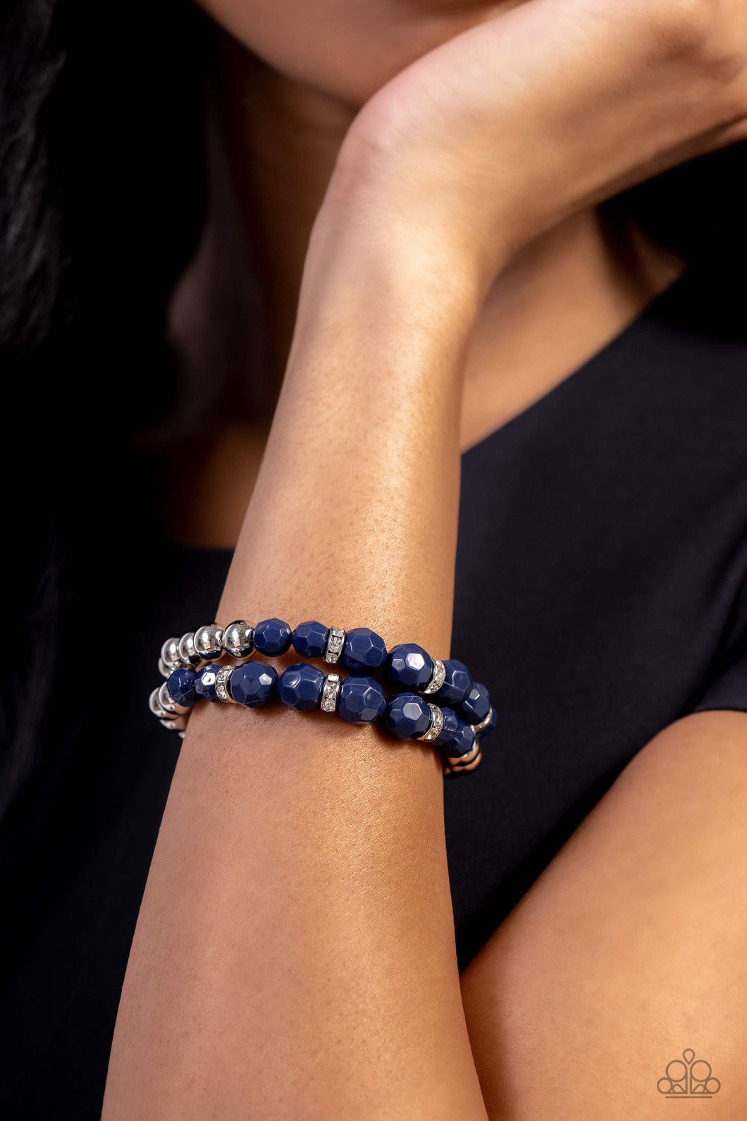 “Two by Two Twinkle” Blue Stretch Bracelet Set - Paparazzi Accessories