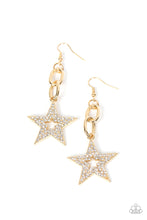 Load image into Gallery viewer, Paparazzi “Cosmic Celebrity” Gold Dangle Earrings - Cindysblingboutique
