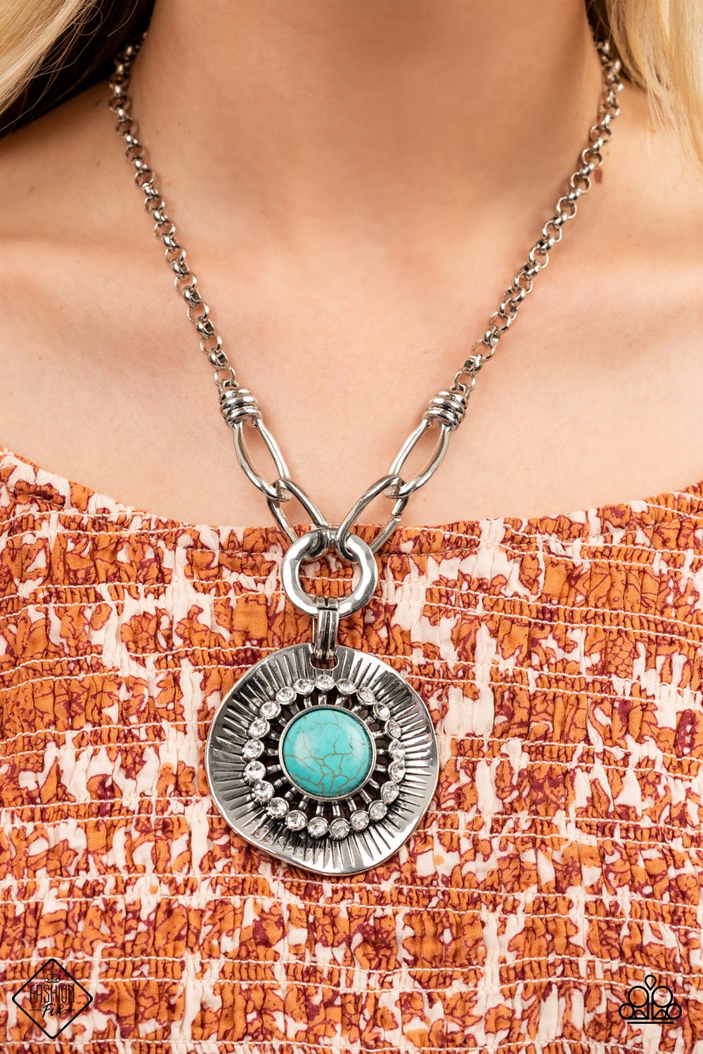 Paparazzi “Vintage Vault” “Badlands Treasure Hunt” Blue Necklace Earring Set - CindysBlingBoutique