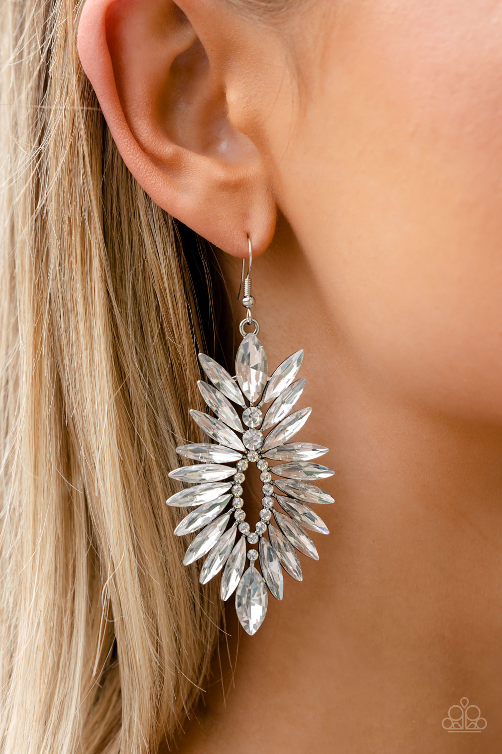 Paparazzi “Turn up the Luxe”  White Dangle Earrings
