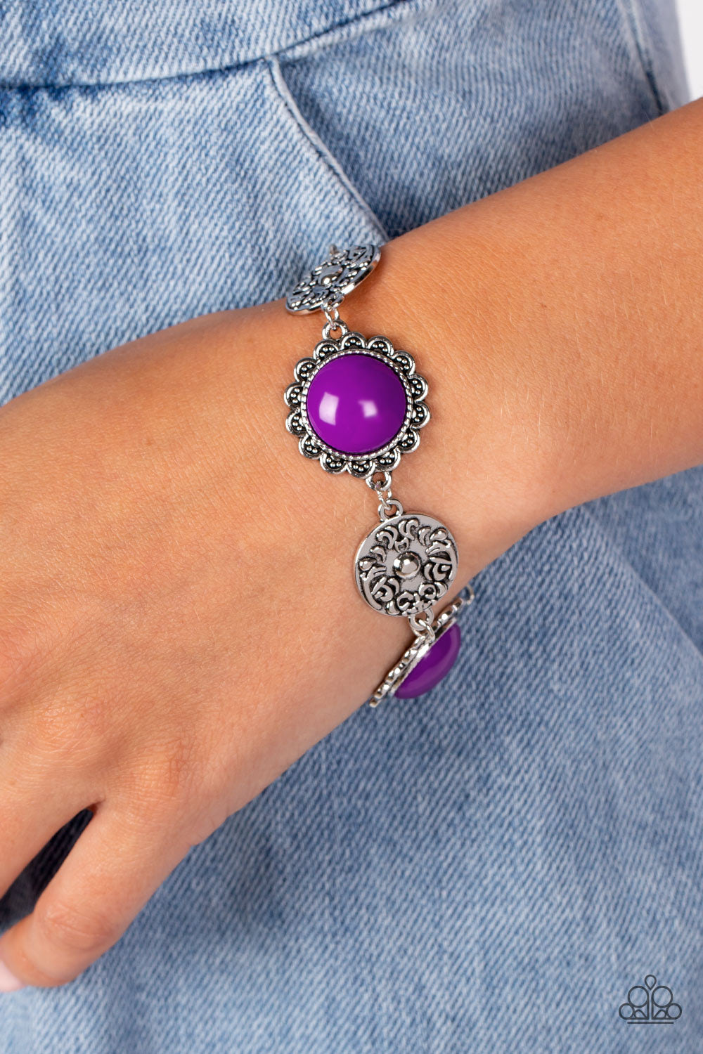 Paparazzi Positively Poppy” Purple Adjustable Clasp  Bracelet