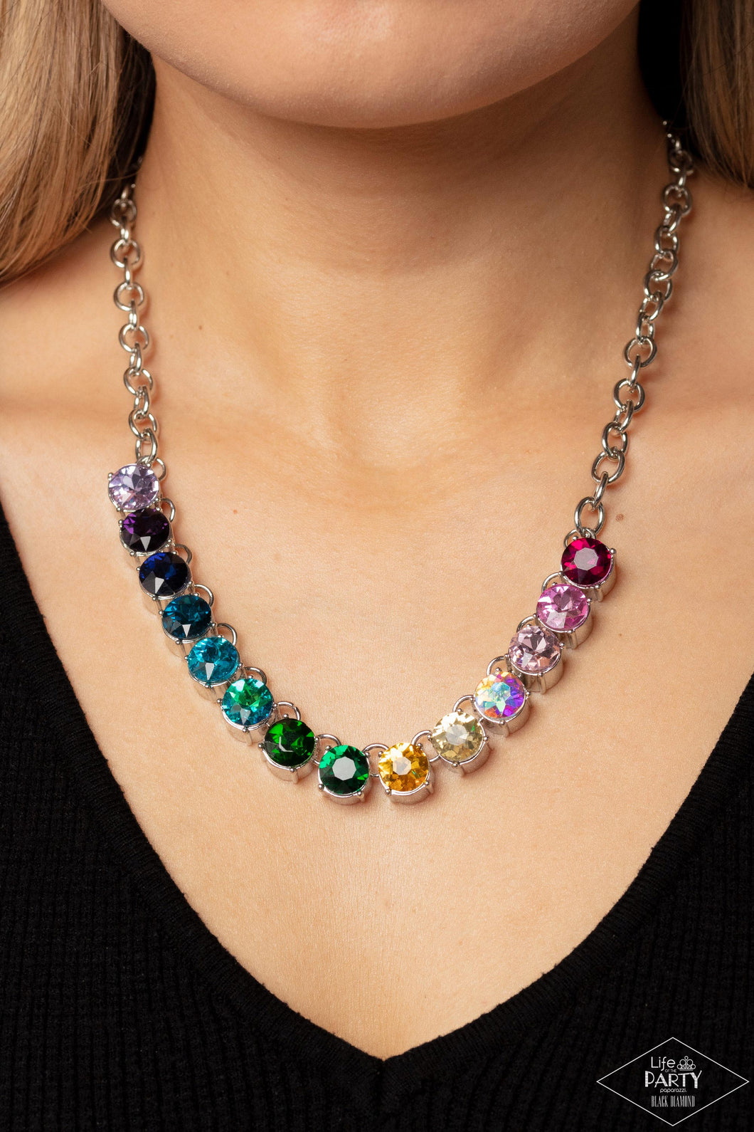 Paparazzi Black Diamond Exclusive “Rainbow Resplendence” Multi Necklace Earring Set