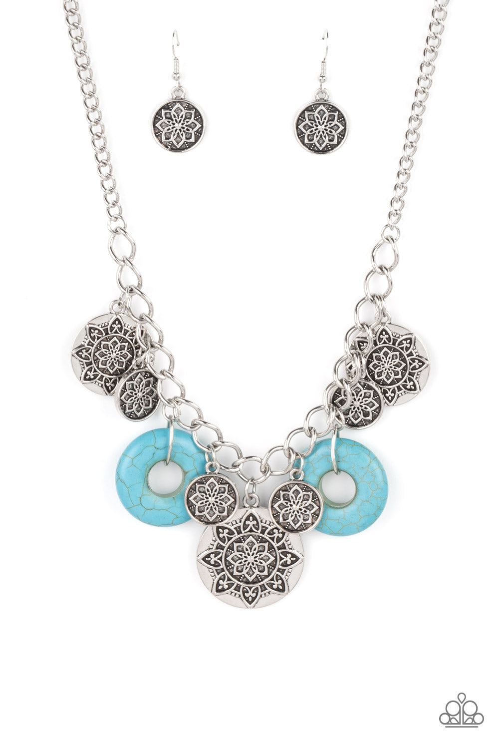 Paparazzi “Vintage Vault” “Western Zen” Blue Necklace Earring Set