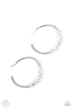 Load image into Gallery viewer, Paparazzi “Bubble-Bursting Bling” White Hoop Earrings - Cindysblingboutique
