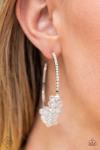 Load image into Gallery viewer, Paparazzi “Bubble-Bursting Bling” White Hoop Earrings - Cindysblingboutique
