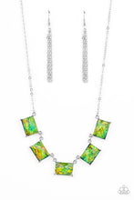 Load image into Gallery viewer, Paparazzi “Opalescent Oblivion” Green Necklace Earring Set - Cindysblingboutique
