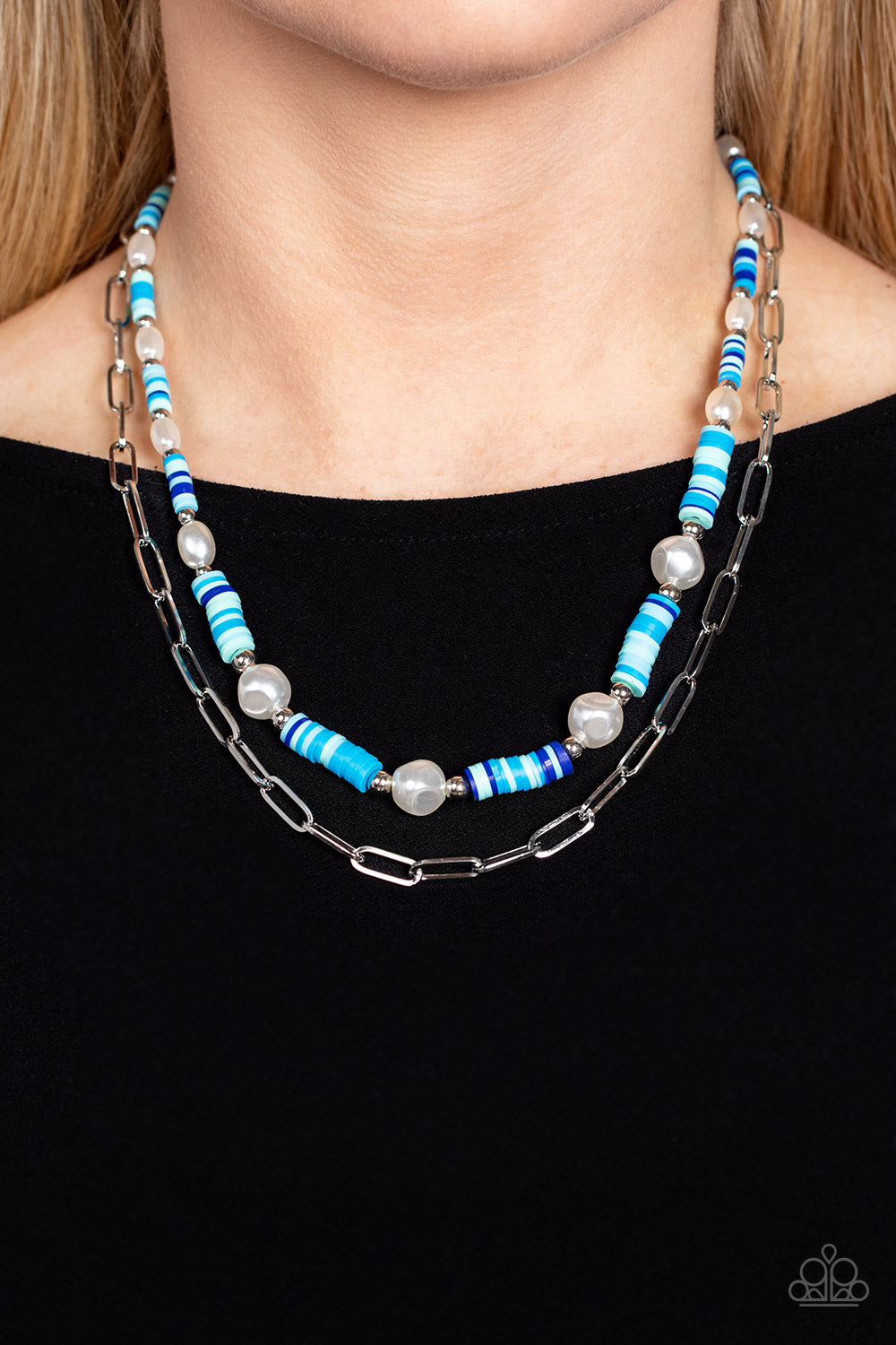 Paparazzi “Tidal Trendsetter” Blue Necklace Earring Set - Cindyblingboutique