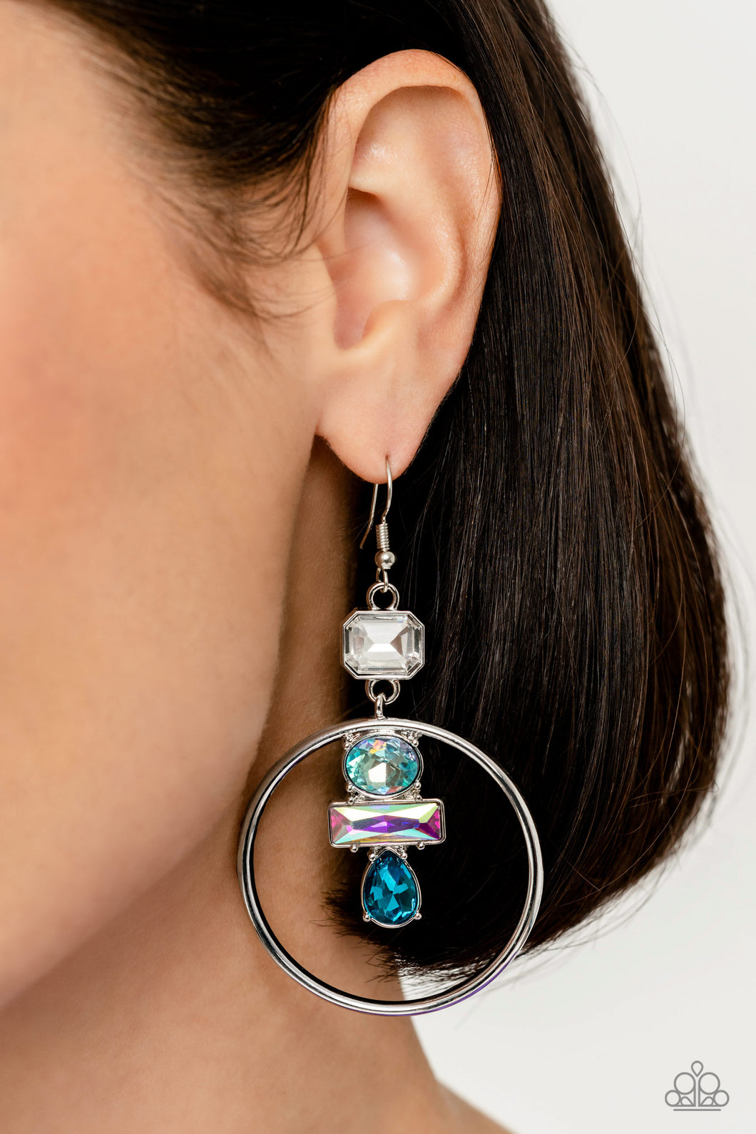 Paparazzi “Geometric Glam” Blue Dangle Earrings