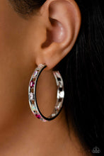 Load image into Gallery viewer, Paparazzi “Life of the Party” The Gem Fairy” Pink Hoop Earrings - CindysBlingBoutique
