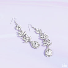 Load image into Gallery viewer, Paparazzi “Life of the Party” “Water Lily Whimsy”  White Dangle Earrings - Cindysblingboutique
