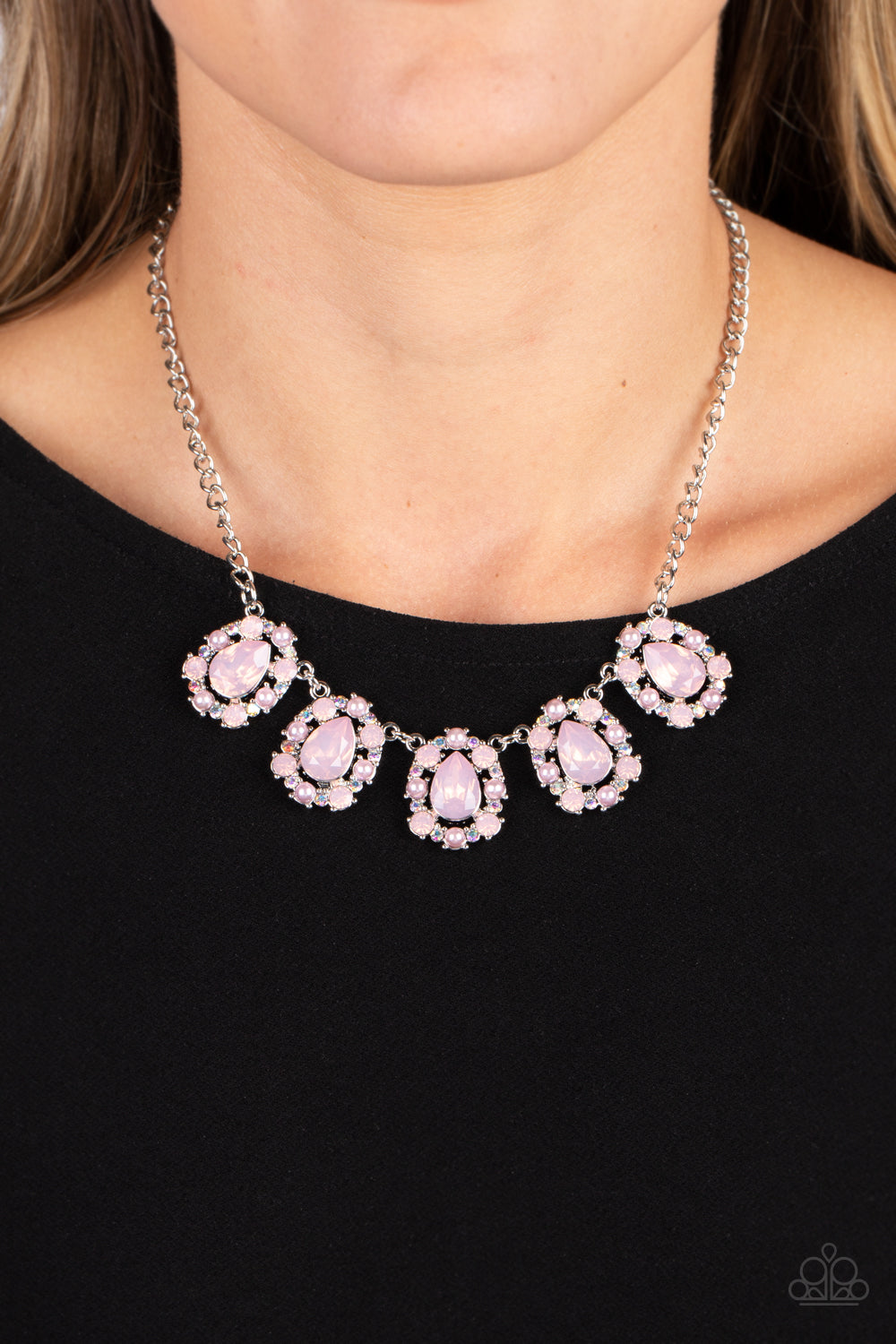 Paparazzi “Pearly Pond” Pink Necklace Earring Set