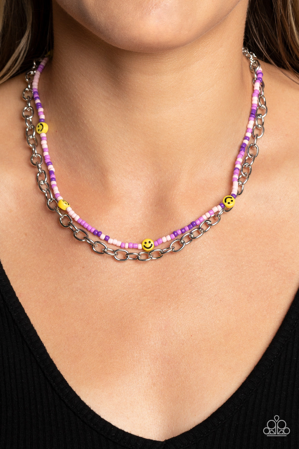 Paparazzi “Happy Looks Good on You” Purple Necklace Earring Set - Cindysblingboutique