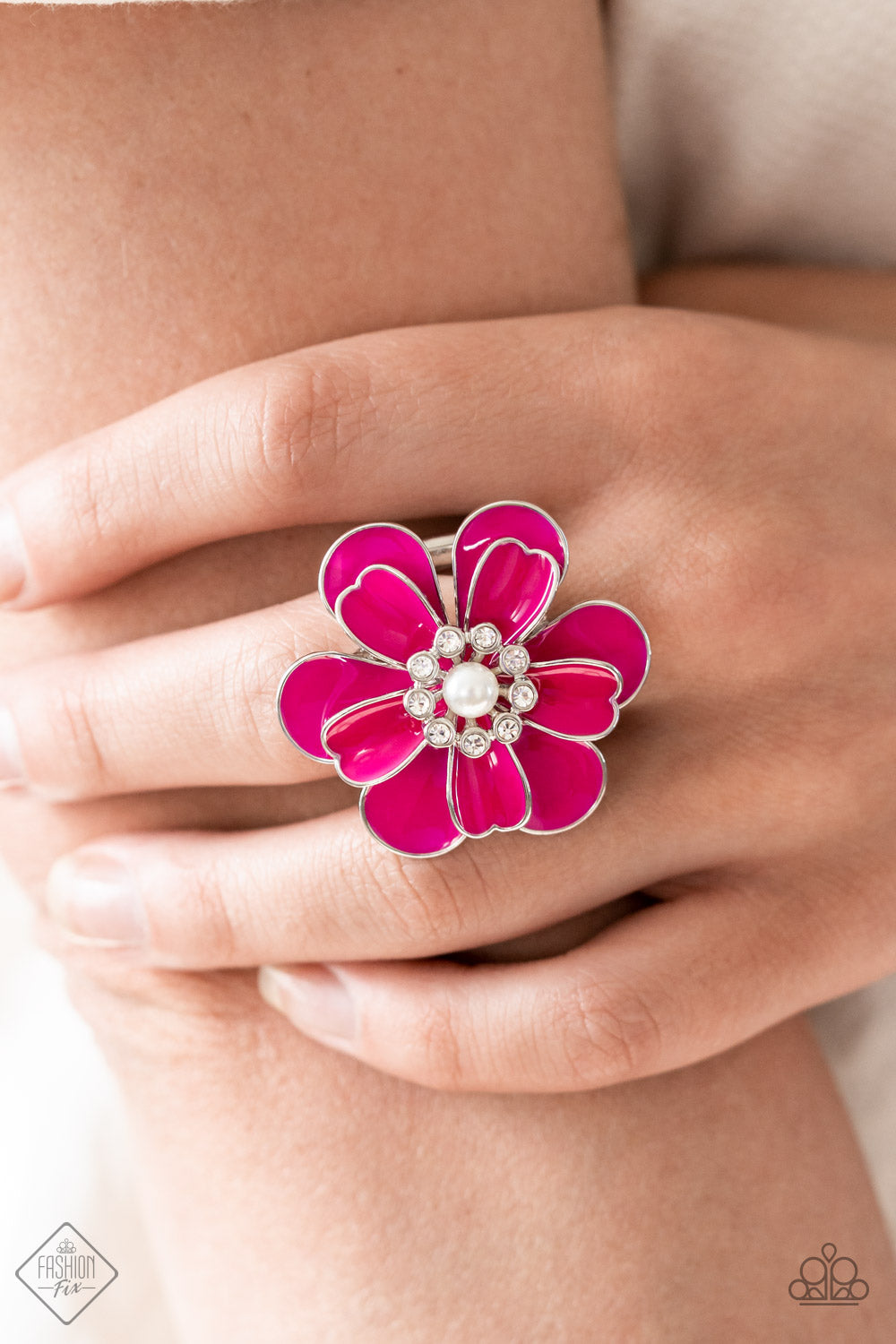Paparazzi “Budding Bliss” Pink Stretch Ring - Cindysblingboutique