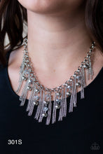 Load image into Gallery viewer, Paparazzi “Ever Rebellious” Silver Necklace Earring Set
