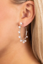 Load image into Gallery viewer, Paparazzi “Night at the Gala” White Hoop Earrings
