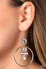 Load image into Gallery viewer, Paparazzi “Geometric Glam” White Dangle Earrings - Cindysblingboutique
