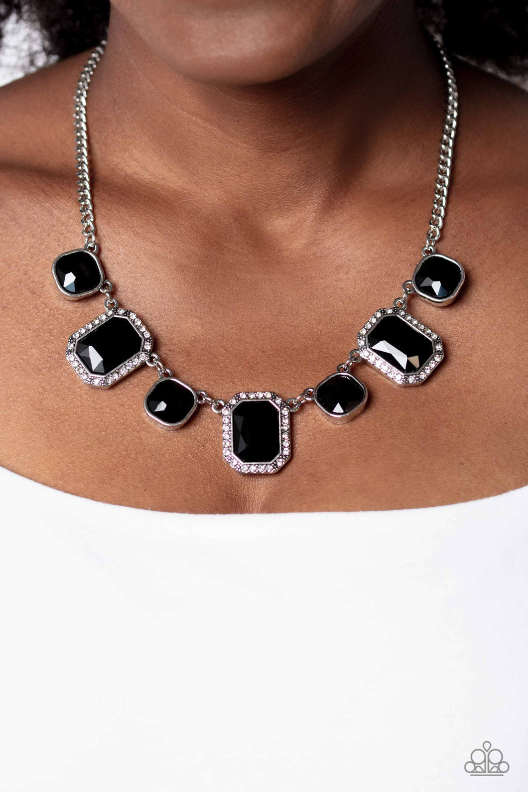 Paparazzi “Royal Rumble” Black Necklace  Earring Set