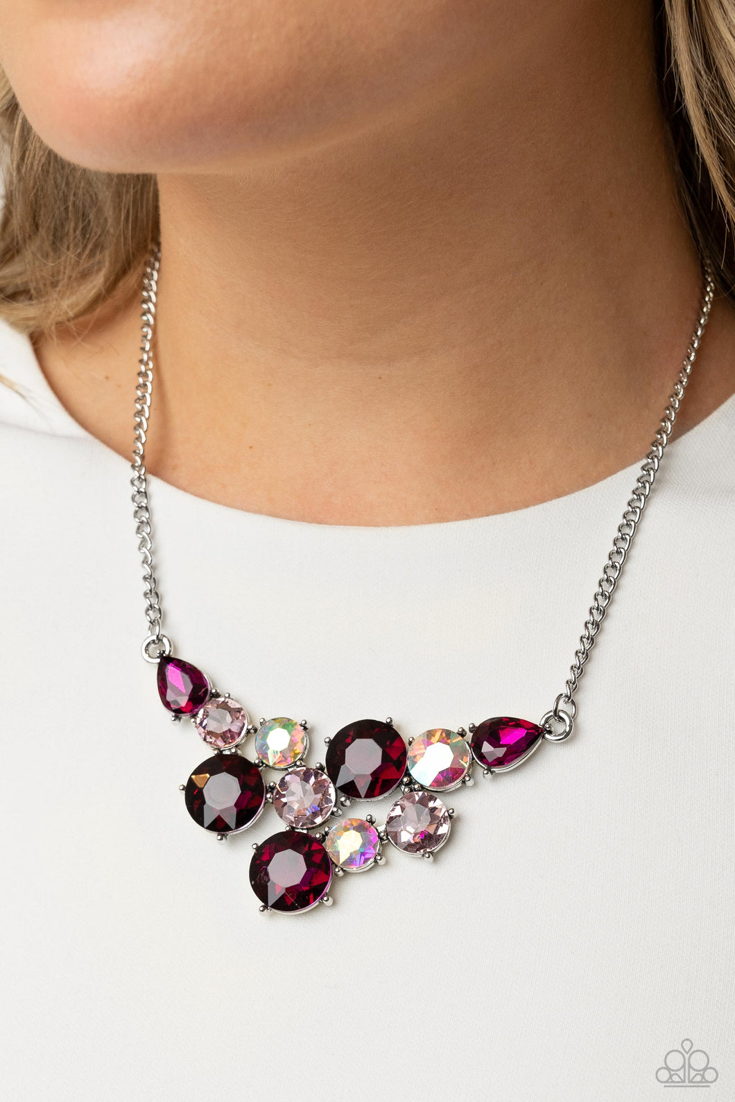 Paparazzi “Round Royalty” Pink Necklace Earring Set