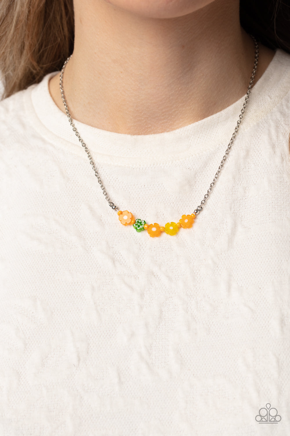 Paparazzi “BOUQUET We Go” Orange Necklace Earring Set - CindysBlingBoutique