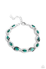Load image into Gallery viewer, Paparazzi “Some Serious Sparkle” Green Adjustable Bracelet - Cindysblingboutique
