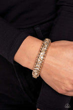 Load image into Gallery viewer, Paparazzi “Crafted Coals” Gold Hinge Bracelet - Cindysblingboutique
