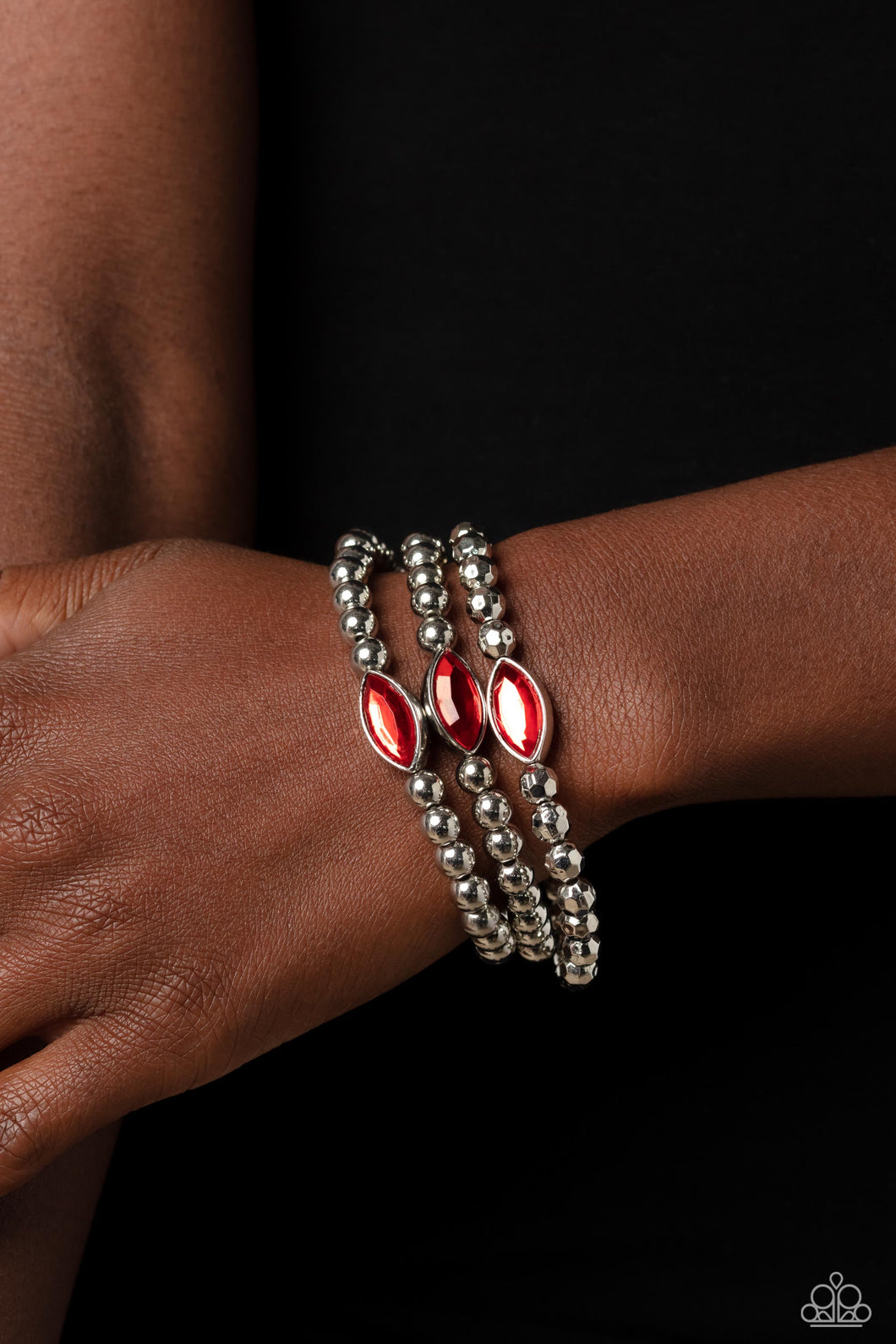 Paparazzi “Twinkling Team” Red Stretch Bracelet Set