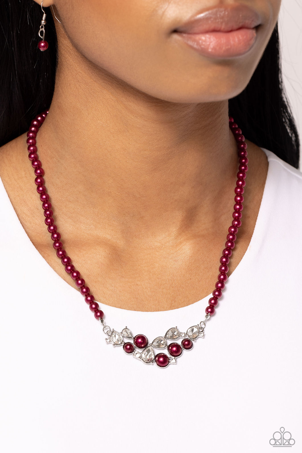 Paparazzi “Pampered Pearls” Red Necklace Earring Set