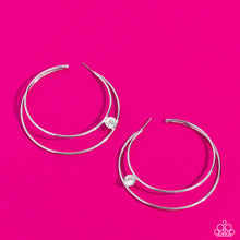 Load image into Gallery viewer, Paparazzi “Theater HOOP” White Hoop Earrings - Cindysblingboutique
