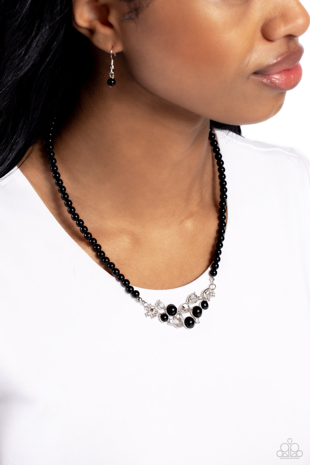 Paparazzi “Pampered Pearls” Black Necklace Earring Set