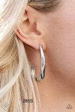 Load image into Gallery viewer, Paparazzi “Made You HOOK” Silver Hoop Earrings
