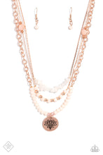 Load image into Gallery viewer, Paparazzi “Lotus Luxury” Rose Gold Necklace Earring Set
