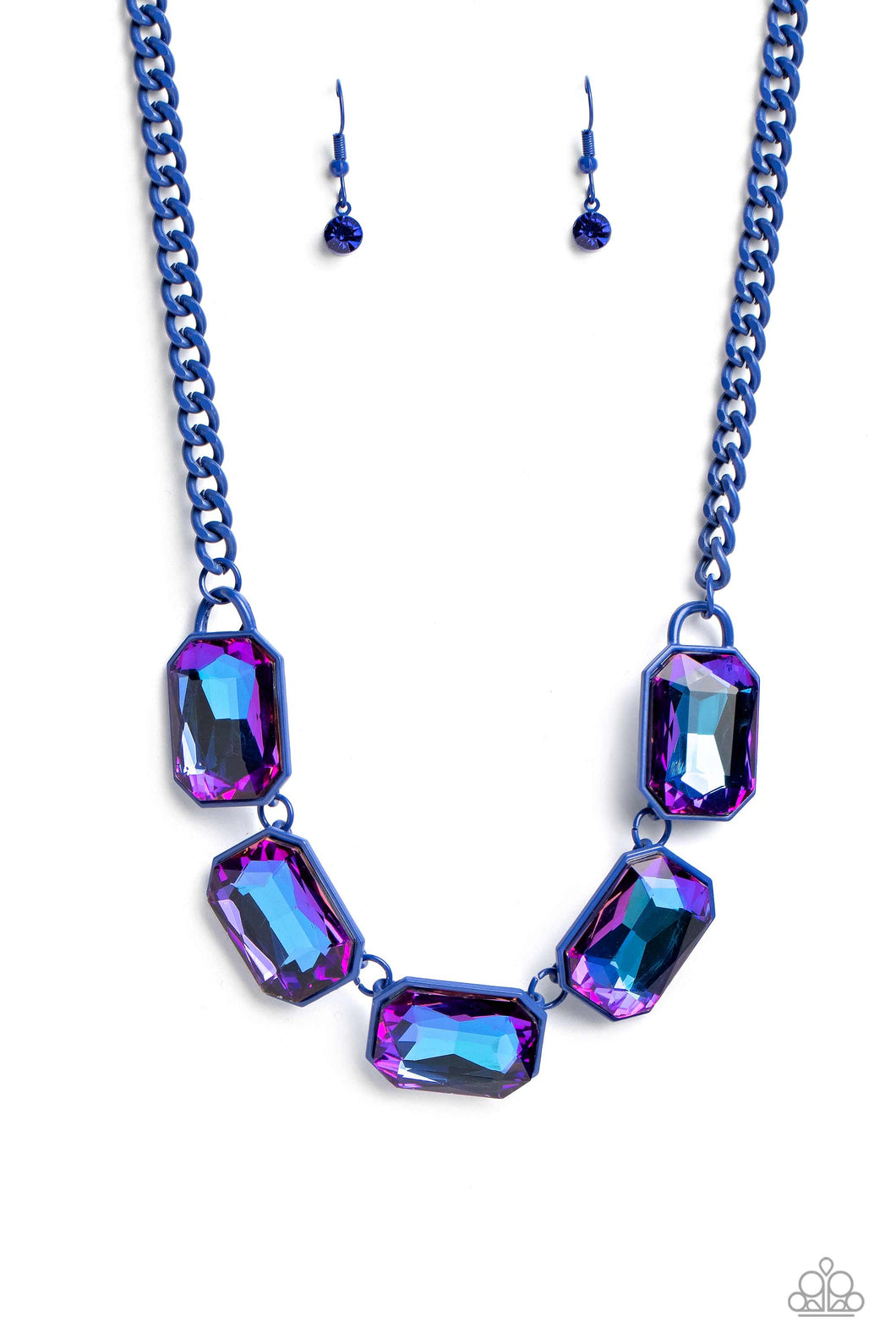 Paparazzi “Emerald City Couture” Blue Necklace Earring Set