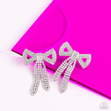 Load image into Gallery viewer, Paparazzi “Just BOW With It” White Post Earrings
