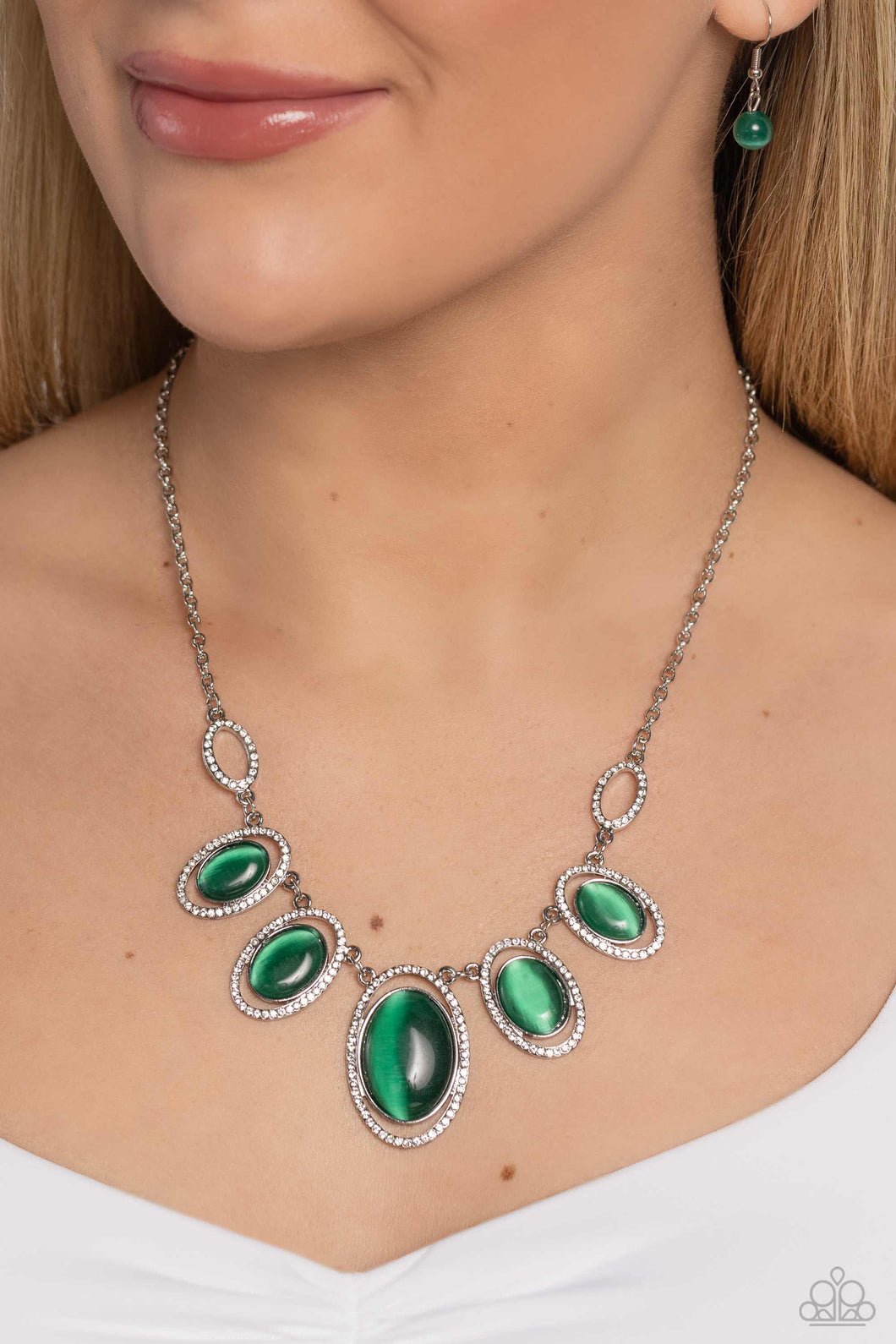 Paparazzi “A BEAM Come True” Green Necklace Earring Set