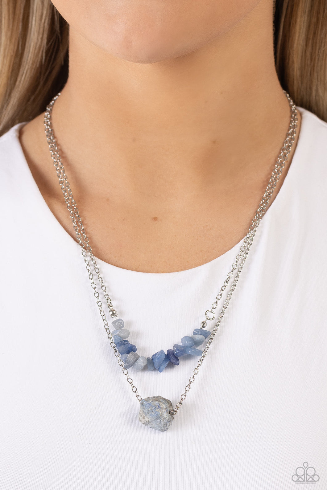 Paparazzi “Chiseled Caliber” Blue Necklace Earring Set