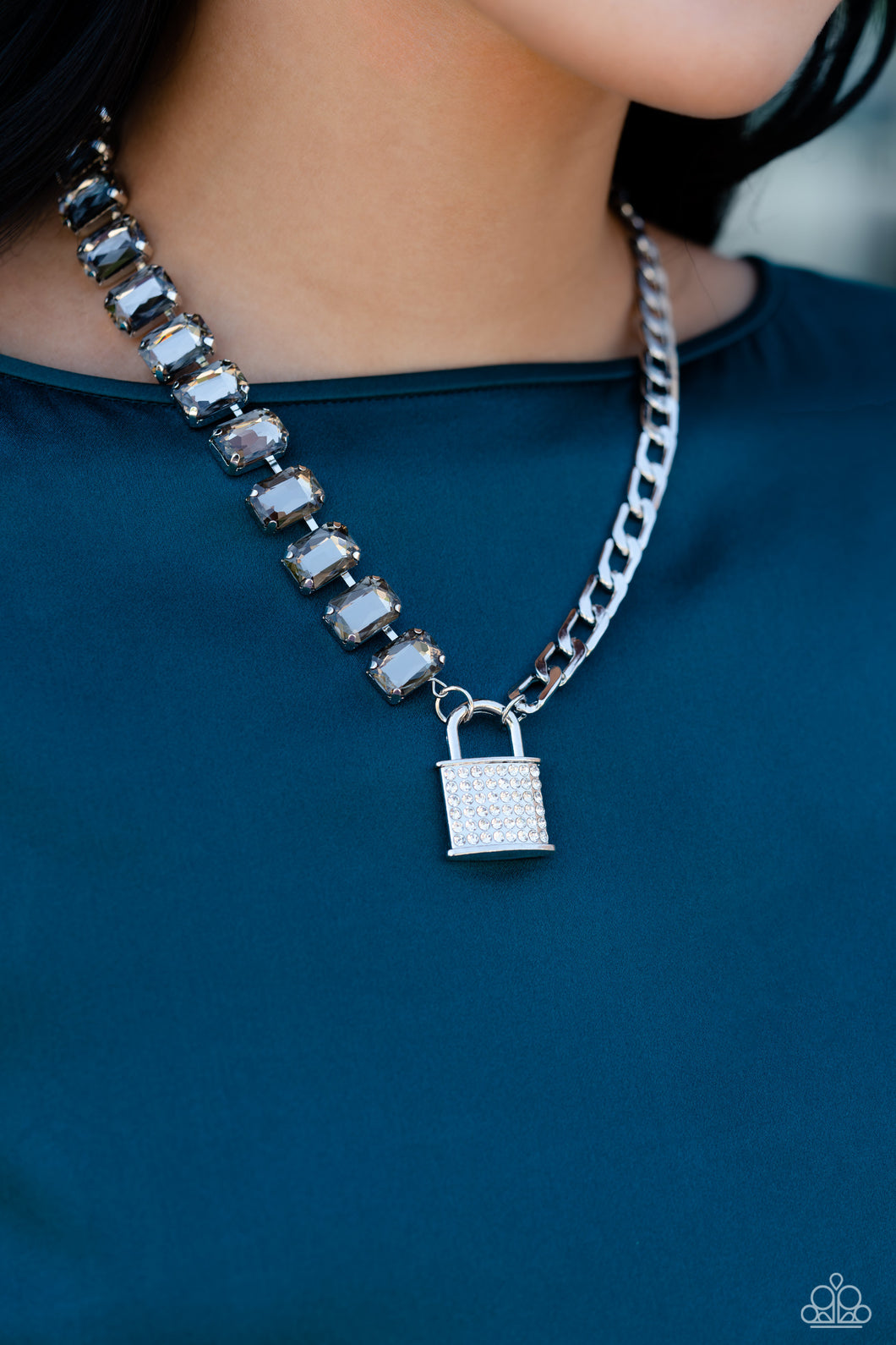 Paparazzi “LOCK and Roll” Silver Necklace