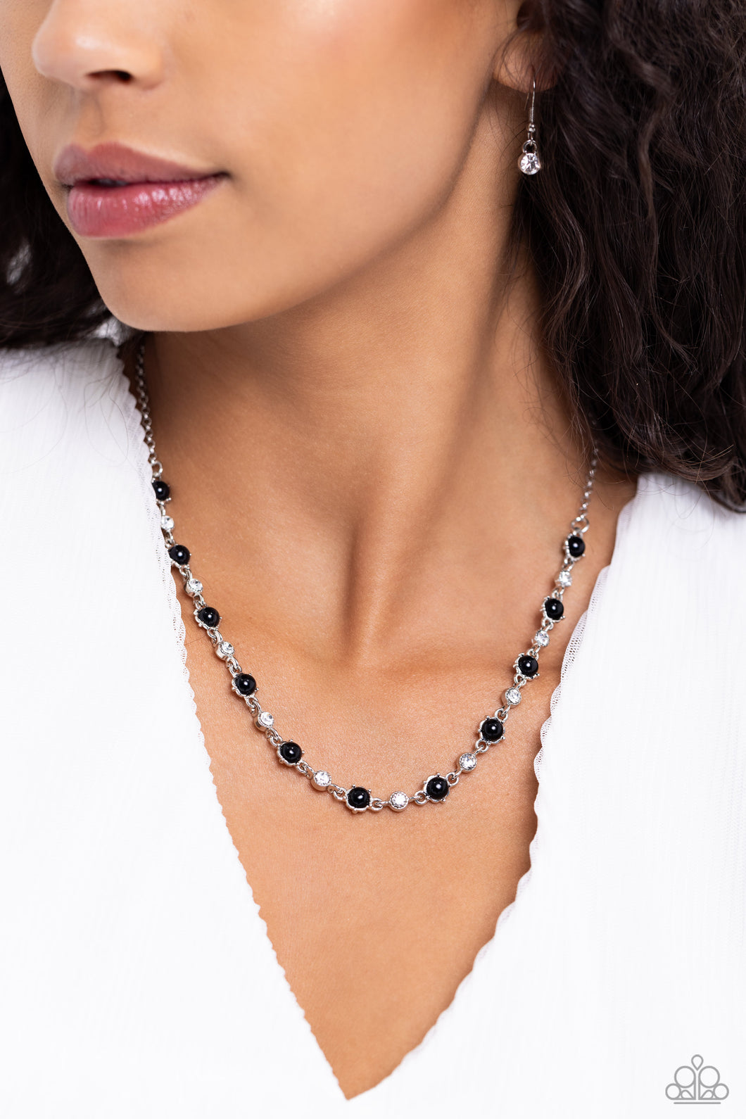 Paparazzi “Pronged Passion” Black Necklace Earring Set
