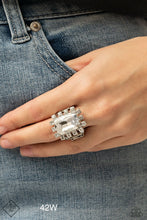 Load image into Gallery viewer, Paparazzi “Galactic Glamour” White Stretch Ring - Cindysblingboutique
