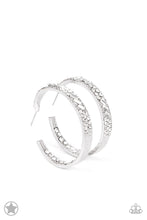 Load image into Gallery viewer, Paparazzi “GLITZY By Association” White Hoop Earrings
