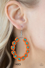 Load image into Gallery viewer, Paparazzi “Festively Flower” Child Orange Dangle Earrings
