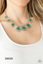 Load image into Gallery viewer, Paparazzi “The Cosmos Are Calling” Green Necklace Earring Set - Cindys Bling Boutique
