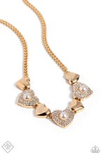 Load image into Gallery viewer, Paparazzi “Ardent Antique” Gold Necklace Earring Set
