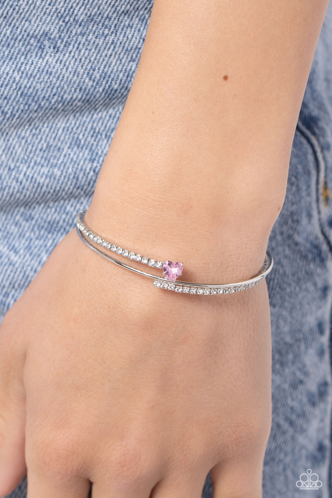 Paparazzi “Sensational Sweetheart” Pink Heart Cuff Bracelet - Paparazzi Accessories